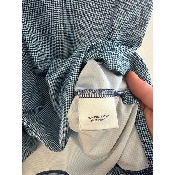 Peter Millar Summer Comfort Navy Houndstooth Golf Cooling Performance Polo Sz. L - Picture 4 of 5